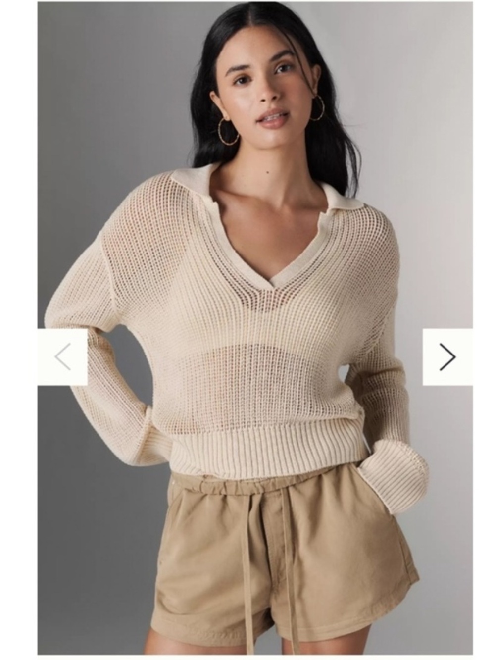 PAIGE Riva Collared Crochet Sweater Size XL NWT